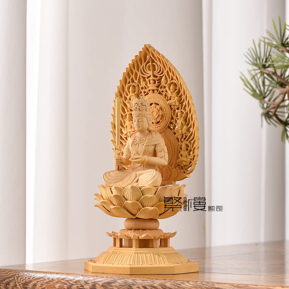 Kokuzo Bosatsu Buddha Statue Buddhist Altar Buddha Statue Wood Carving Zodiac Ornament Tsuge Tree Hiten Halo Lotus Pedestal Year of the Amulet Main