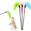 Random Color Premium Pet Interactive Toy Colorful Turkey Feathers Tease Cat Stick 