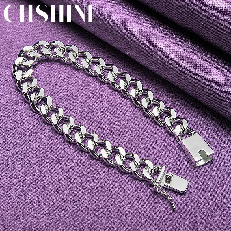 CHSHINE 925 стерлингового серебра 8 мм боковой браслет цепи для женщин свадебная вечеринка модные украшения с шармами