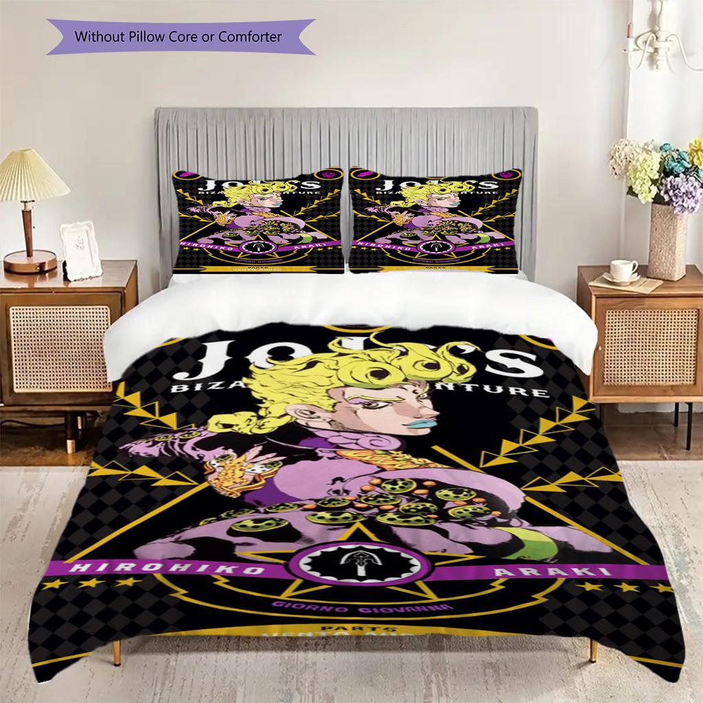 Vibrant Anime Ensemble Three-piece set (1 * duvet cover + 2 * pillowcase, without core) 2D Flat Duvet cover and pillowcase Bedding set