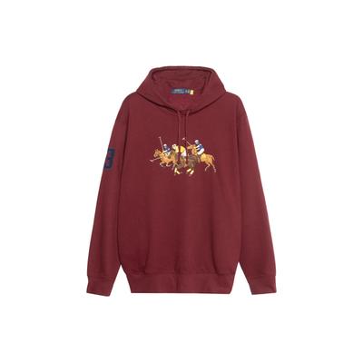Polo Ralph Lauren Ss22 Логотип Принт Вышитый Капюшон Длинный Рукав Толстовка Мужская Толстовка Бордовый 710823853-004