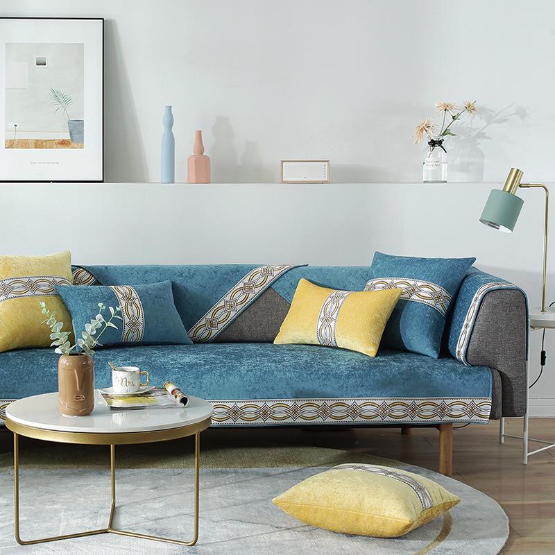 Четыре сезона диванная подушка Полотенце Универсальное кожаное синельное жаккардовое белое чехлы для диванов с вышивкой по краям Современные простые нескользящие