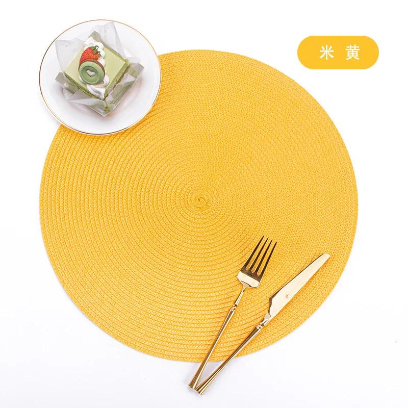 38cm European Style Round Woven Mats & Pads, Heat-Resistant and Non-Slip Place Mats for Dining Table, Ideal for Outdoor Picnic