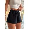Black Linen Lined Shorts