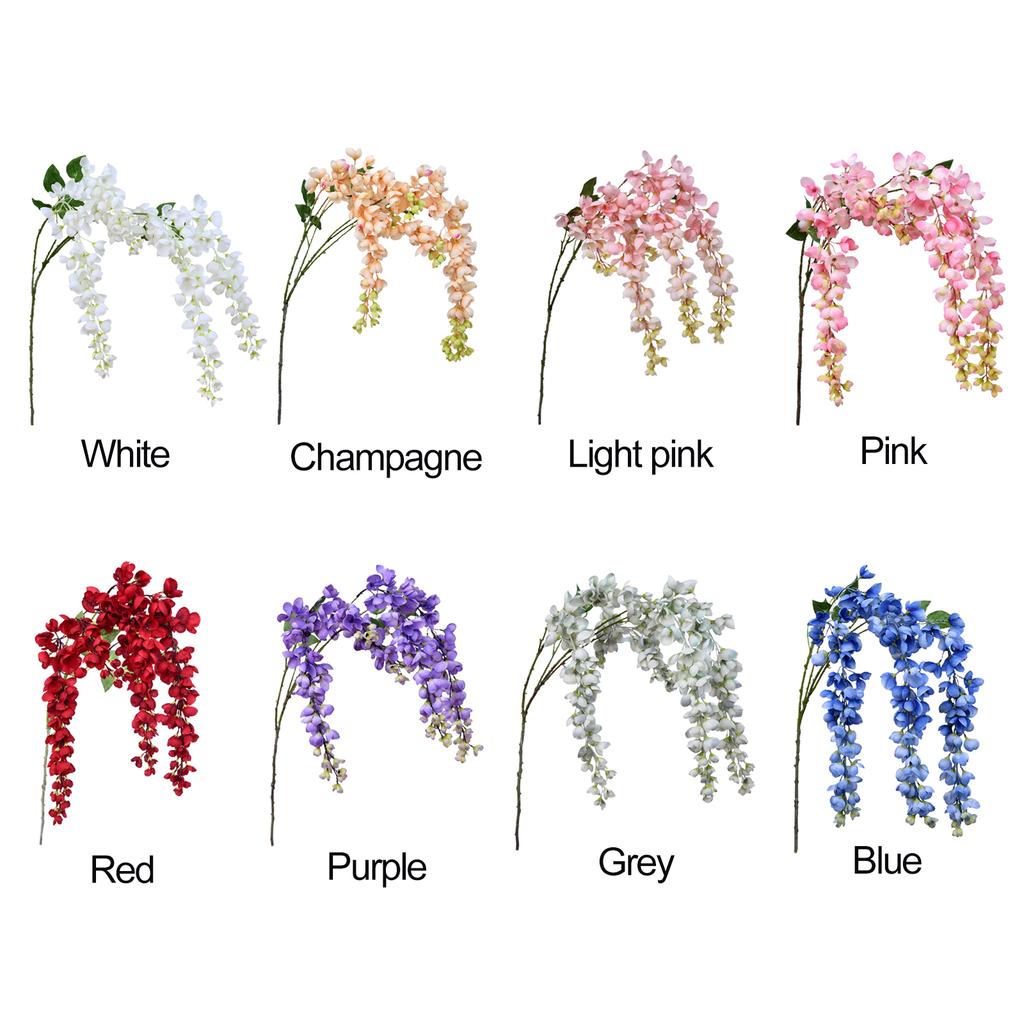Artificial Wisteria Iron Wire Silk Cloth Simulated Flower Vine for Wedding Home Decoration Length 97cm
