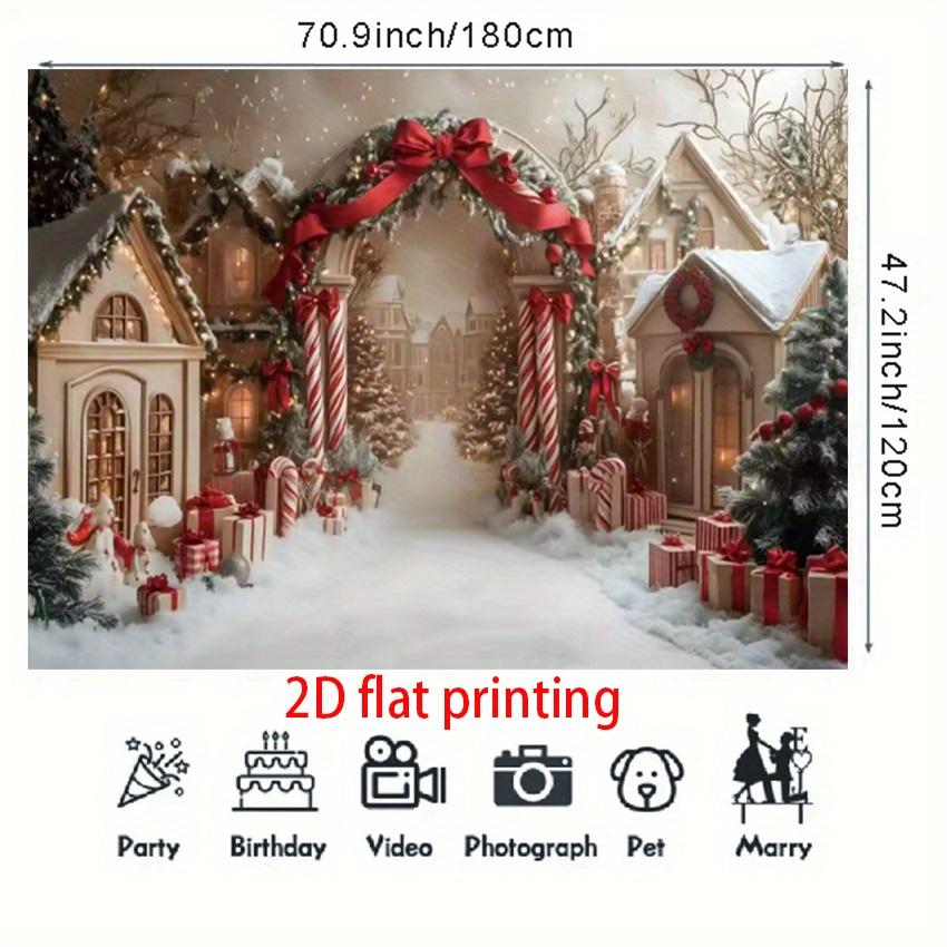 1 piece, Winter Wonderland Christmas Village background, with snow house, red and white striped candy cane