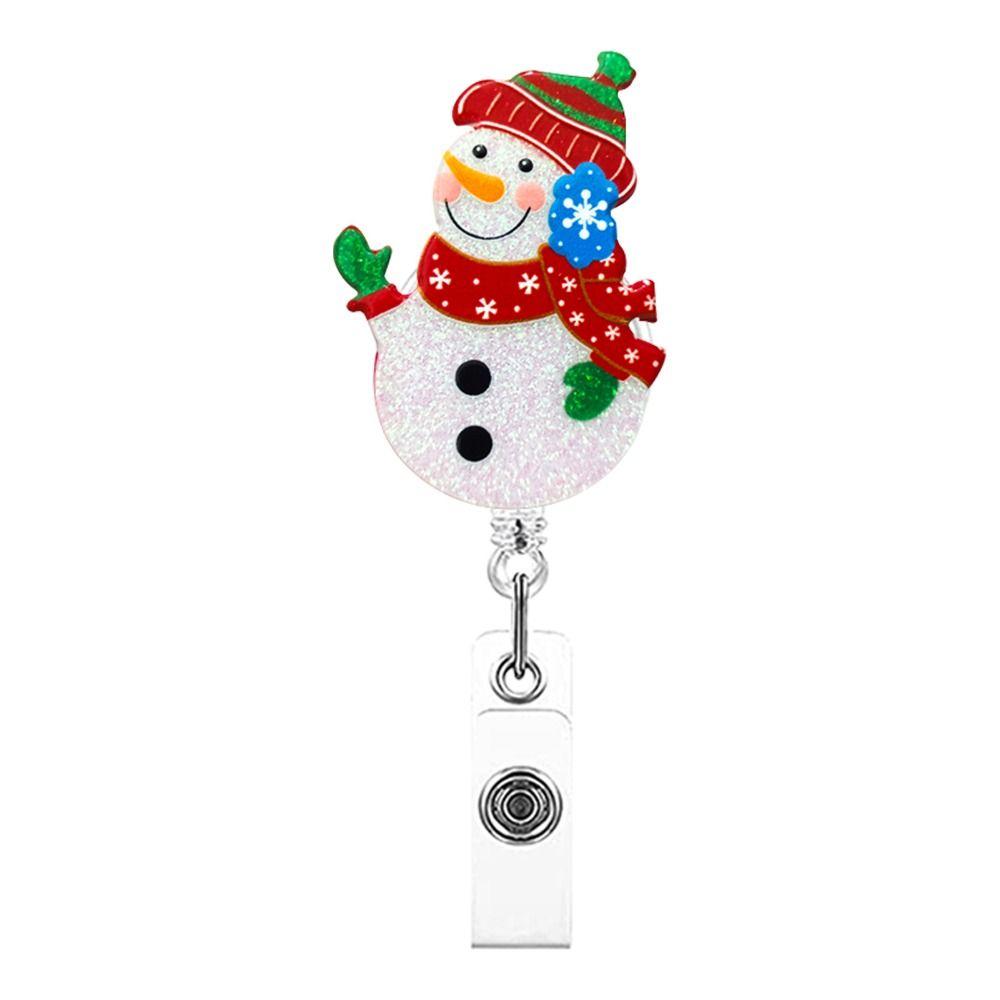Santa Claus Christmas Badge Reel Acrylic ID Card Holder Retractable Badge Holder  Name Card