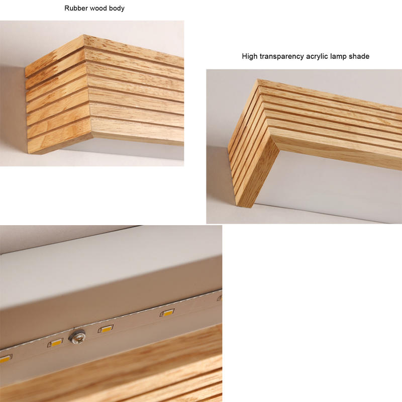 Solid Wood Wall Lamp 6W Bedside Wooden Lamp For Bedroom (Warm Light)