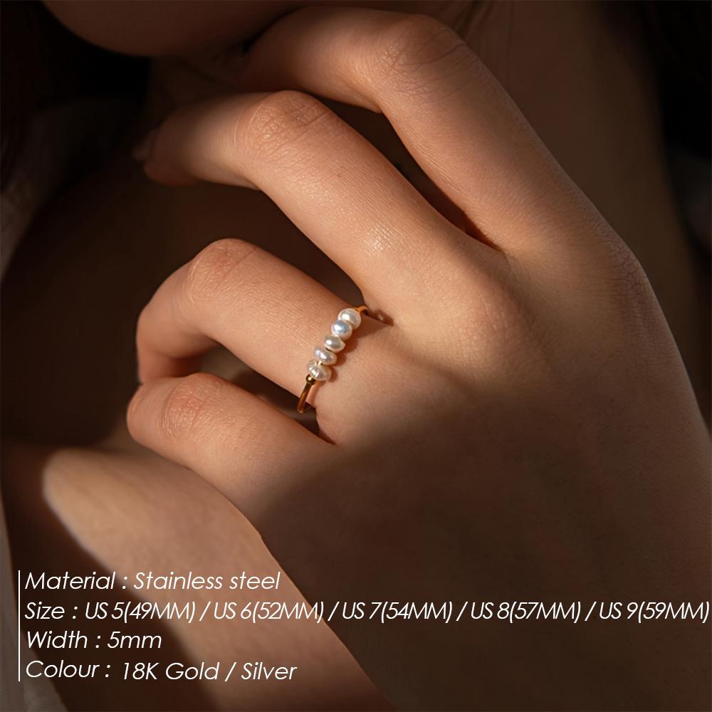 Модные кольца из пресноводного жемчуга, высококачественная нержавеющая сталь с золотым покрытием, круглые кольца, праздничные ювелирные подарки