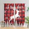 2 Pieces, Buffalo Grid Christmas Deer Curtains -30% Blackout - Suitable for Living Rooms, Bedrooms, Kitchens, and Home Decor