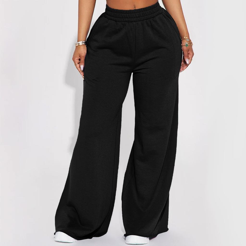 Women's Fashion Casual Sports Yoga Elastic High Waist Wide Leg Loose Pants