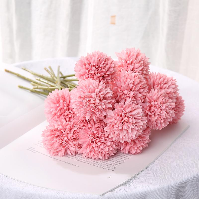 3PCS Hydrangea Artificial Flowers Fake Dandelions Bouquet Wedding Decoration Home Room Decor DIY Pompon Bridal Accessories