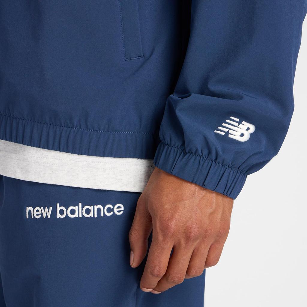 New Balance Men's Woven Track Coat Jacket Mesh Lining Nylon Windbreaker (AMJ53170) NB Navy Size S