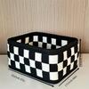 Versatile Black & White Plaid Storage Basket - Perfect for Cosmetics, Snacks, Toys, and Bedroom Essentials, Shelf Baskets