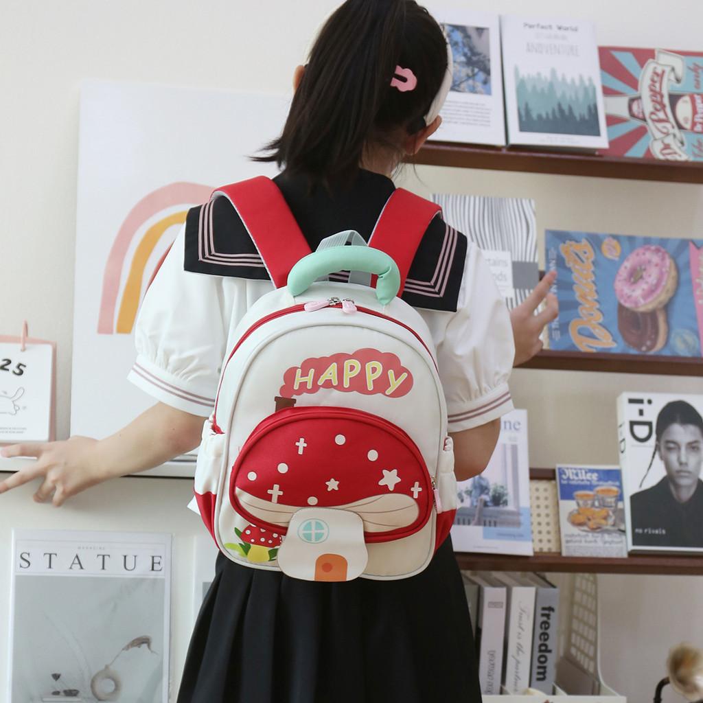 Мультяшный узор из букв с грибами, легкий рюкзак для малышей, школьный