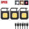 1/3/5PCS LED Flashlight Work Light Portable COB Pocket Flashlight Keychains USB Rechargeable Outdoor Camping Lamp with Corkscrew