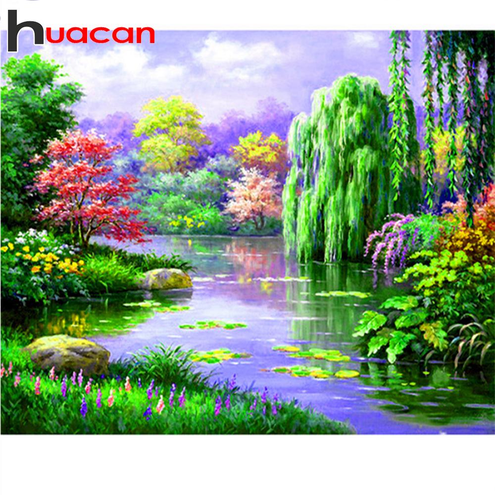 HUACAN 5D Diy Алмазная картина Красивый пейзаж 5D DIY ПОЛНАЯ Алмазная картина Ремесла Комната Домашний декор