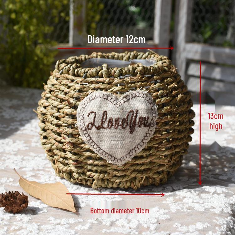 Пасторальная скандинавская плетеная цветочная корзина-сумка для композиций из сухоцветов и горшка с суккулентом