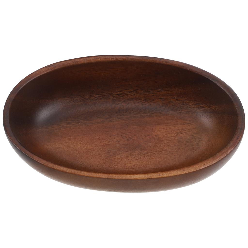 Large Walnut Wood Ship Shaped Bowl Dark Brown Vintage Fruit Salad Serving Bowl for Kitchen Counter Use