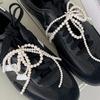 2pcs Pearl Bow Loop Tassel Shoe Buckle Decoration, Fashionable Small Fragrant Style Shoe Accessories and Accessories