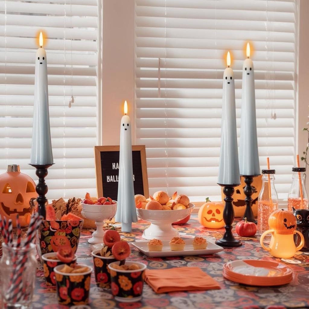 6-Pack Halloween  Flameless Candles - Flickering LED Tea Lights With Creepy  Designs For Indoor And Outdoor Decor