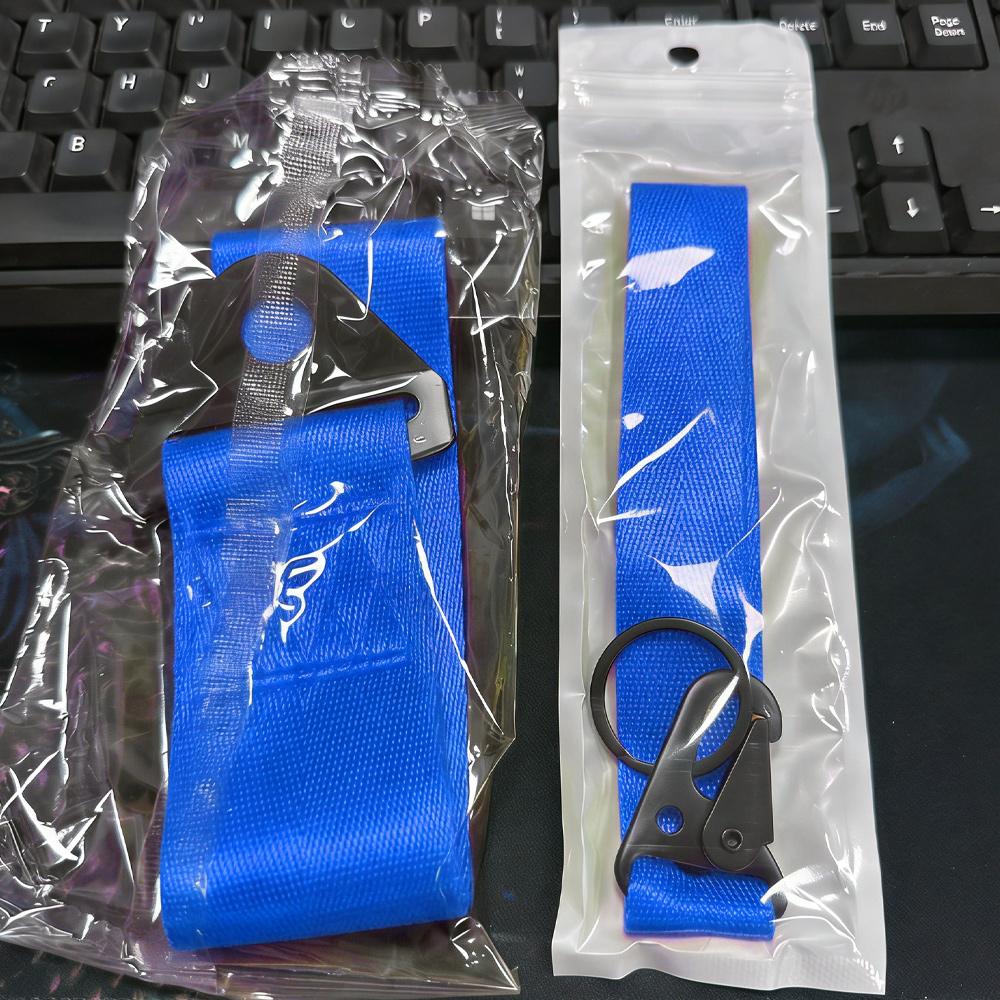 Car Towing Strap Nylon Car Dragging Strap Car Tow Rope Car Key Decor Strap Car Key Ring Solid Color Car Decor Strap Set