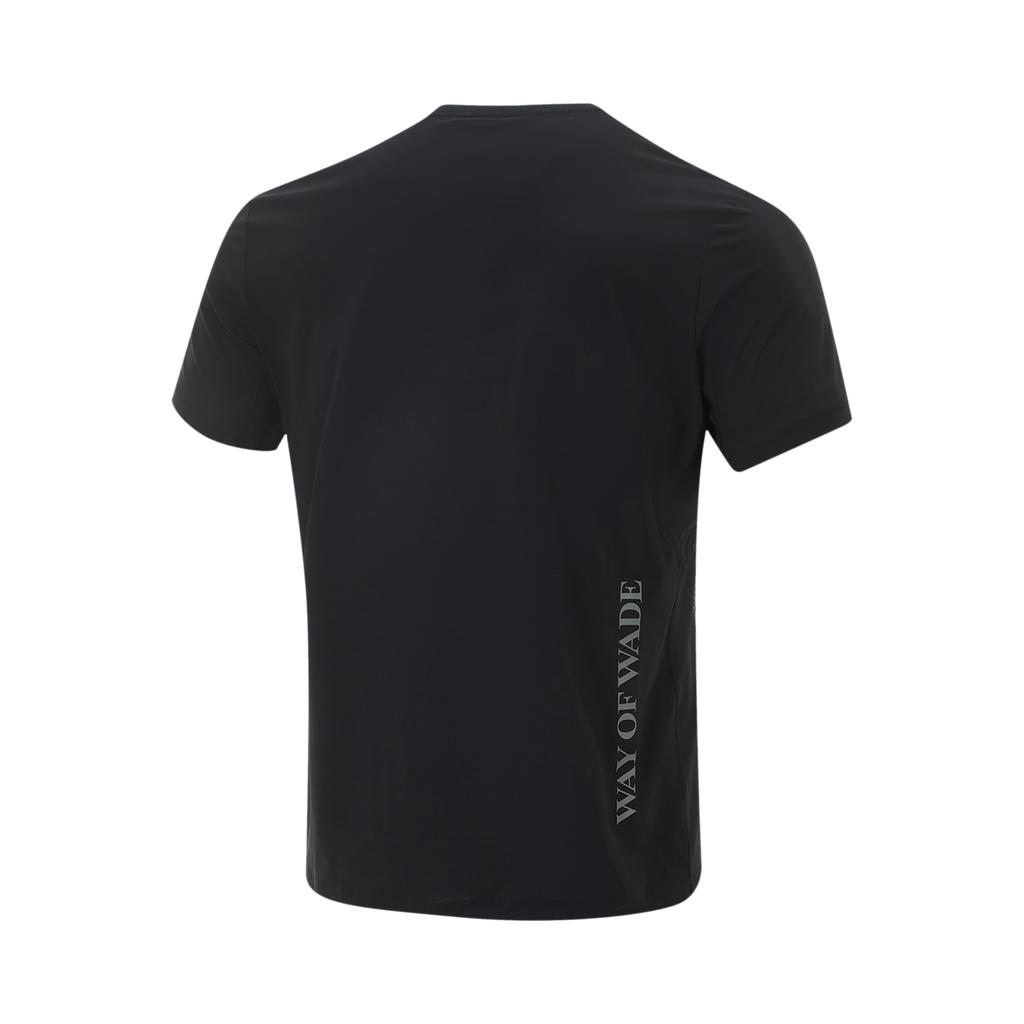 Li Ning Wade Series Comfortable Breathable Versatile Casual Simple Round Neck Pullover Short Sleeve T-Shirt Men T-Shirt Black ATSV017-1