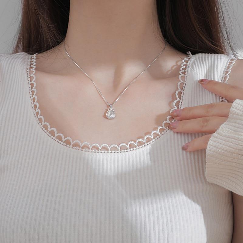 Элегантное ожерелье из стерлингового серебра 925 пробы с опаловым цветком, подвеска-цепочка, вечерние ювелирные изделия, ожерелье для женщин, свадьба Dz297