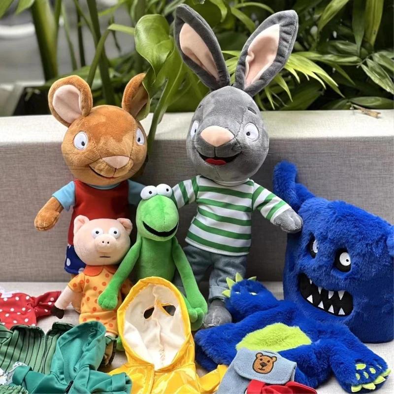 Детский набор плюшевых игрушек из мультфильма Кролик Мышь Свинья Лягушка Мягкие игрушки Образовательные мягкие куклы Рождественские Подарки на День Рождения