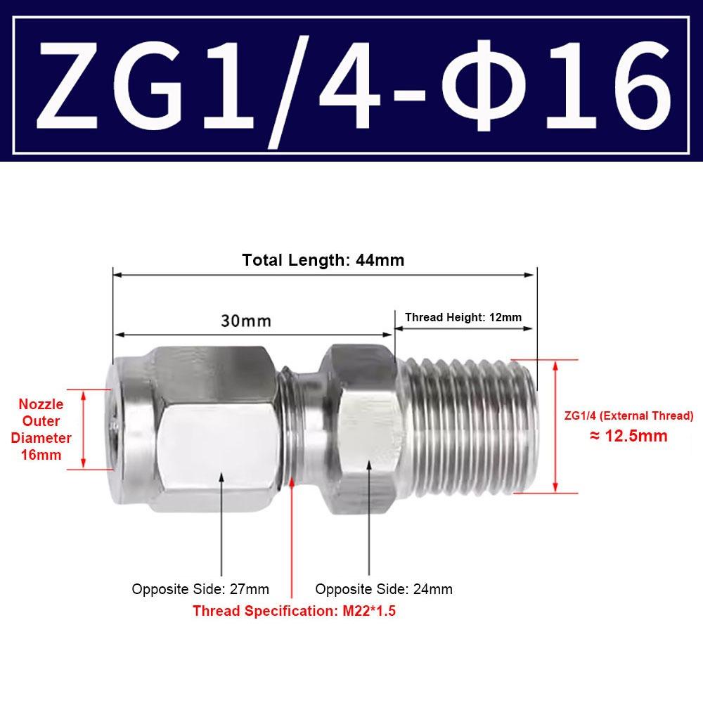 1 шт. Трубный соединитель из нержавеющей стали 304 Метрический фитинг ZG для масла, воды, газа