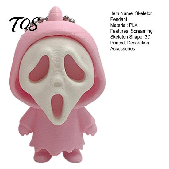 Decorative Skeleton Accessory Mini Screaming Keychain Pendant, 3D Printed Halloween Schoolbag Purse Bag Charm Hanging Decor, Backpack Accessories