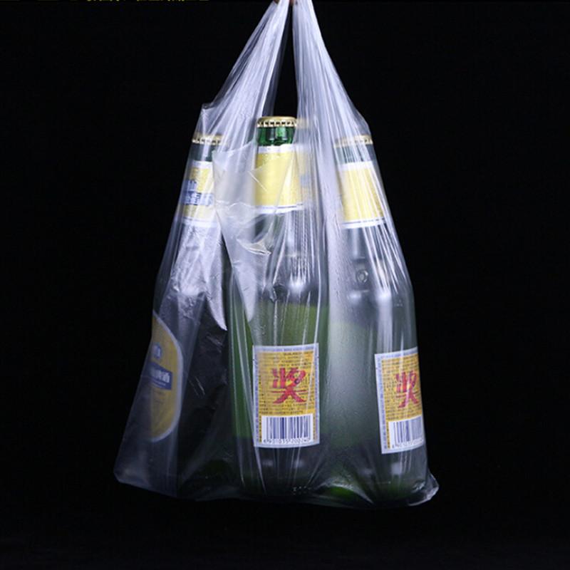 100Pcs Supermarket Plastic Bags With Handle Useful Plastic Storage Transparent Shopping Bag Roll Food Packaging Keep Fresh Tools