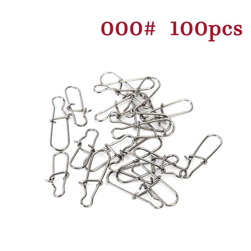 100/200Pcs Fishing Swivel Connector Hooks Line Clip Lock Carabiners Stainless Steel Fishing Fastener Snaps Tools