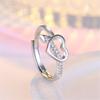 Cute Female Small White Zircon Stone Heart Arrow Adjustable Open Ring Vintage Silver Rose Gold Color Wedding Jewelry For Women