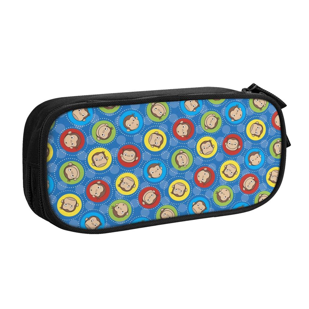 Cartoon Curious George Funny TV Monkey Anime Pencil Cases for Girls Boys Large Storage Pen Bag Box School Accessories