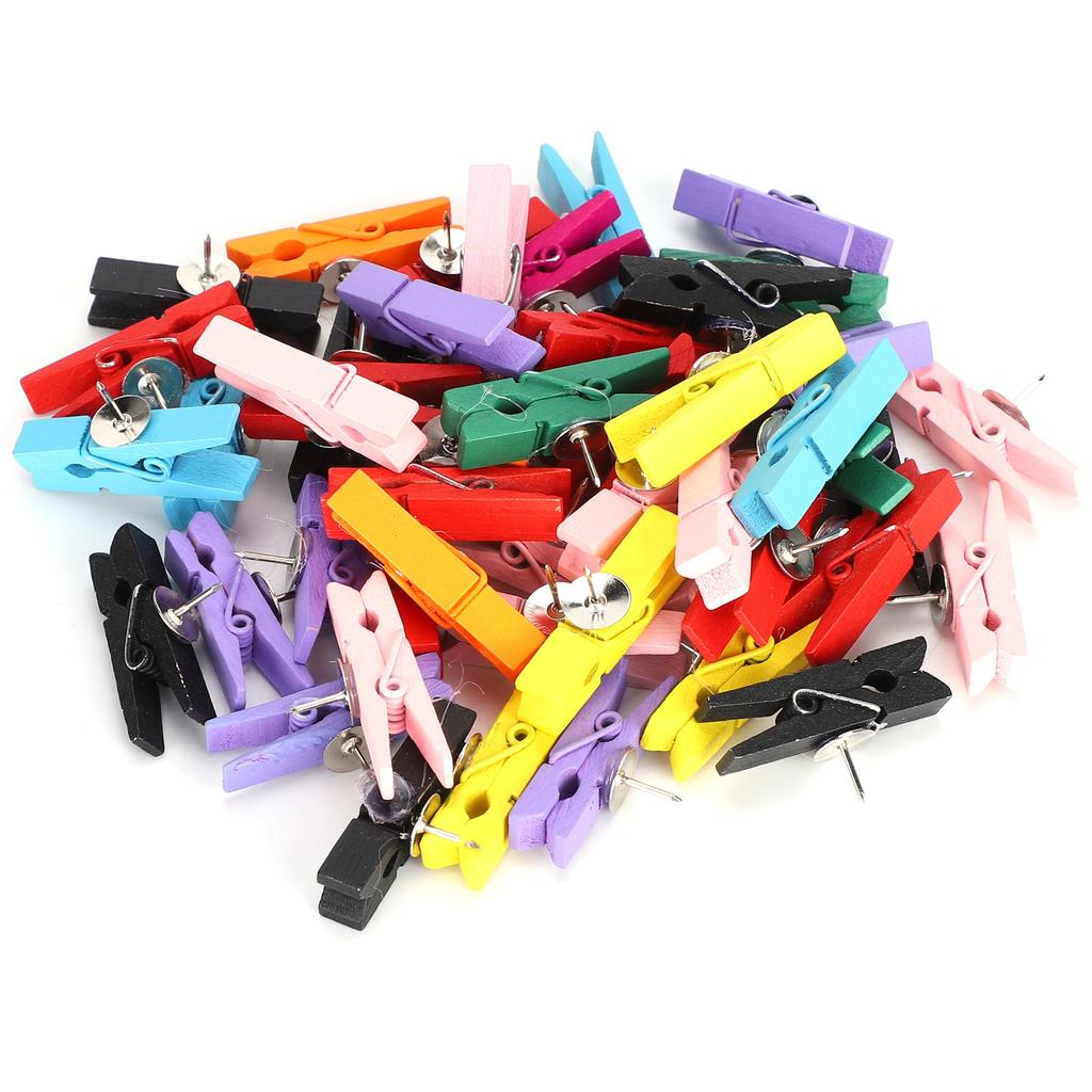 100 шт. Зажимы-кнопки, маленькие мини-цветные фото-зажимы, деревянные зажимы для поделок