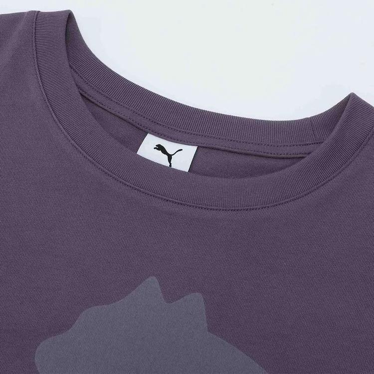 Puma Повседневная футболка свободного кроя с круглым вырезом и короткими рукавами, унисекс, топ, угольно-пурпурный 633855-90