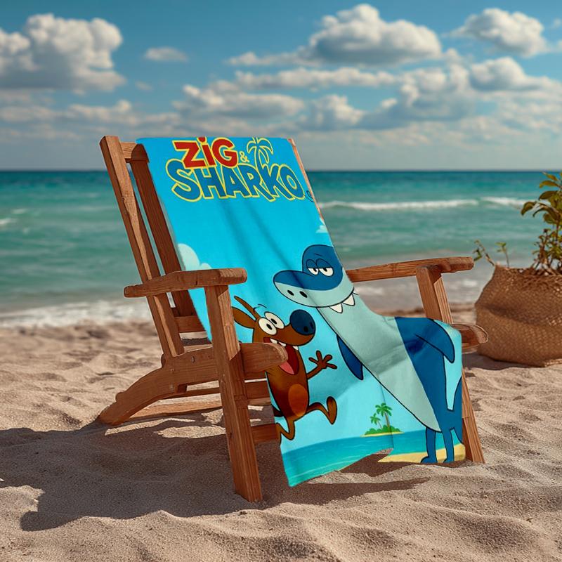 Ultra-Soft Beach Towel with Zig & sharko Theme,Ideal for Pool - Camping, Diving - Perfect Travel Essential, Vibrant Beach Towel.