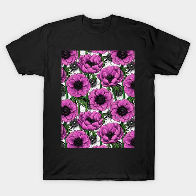 Unisex Fashion TShirt Pink Anemone Garden Print TShirt Plus Size S-5XL T-Shirt 100%Cotton Tops O Neck Short Sleeve Tees