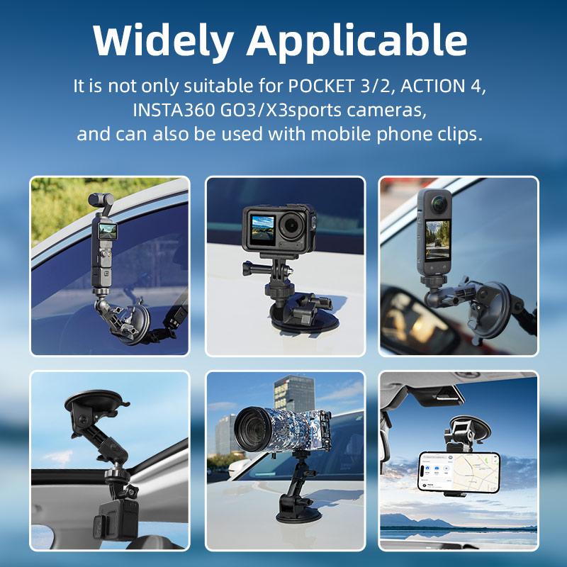 Action Camera Car Mount Adapter Suction Cup Gimbal Camera Car Holder For DJI OSMO Pocket 3 Action Camera Accessories