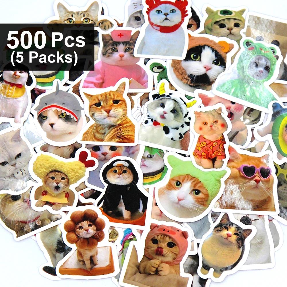 100/500/1000 шт. Забавные наклейки с котами Мультяшные милые декали Игрушка Канцелярские товары Гитара Телефон Велосипед Ноутбук Багаж Граффити Детская наклейка