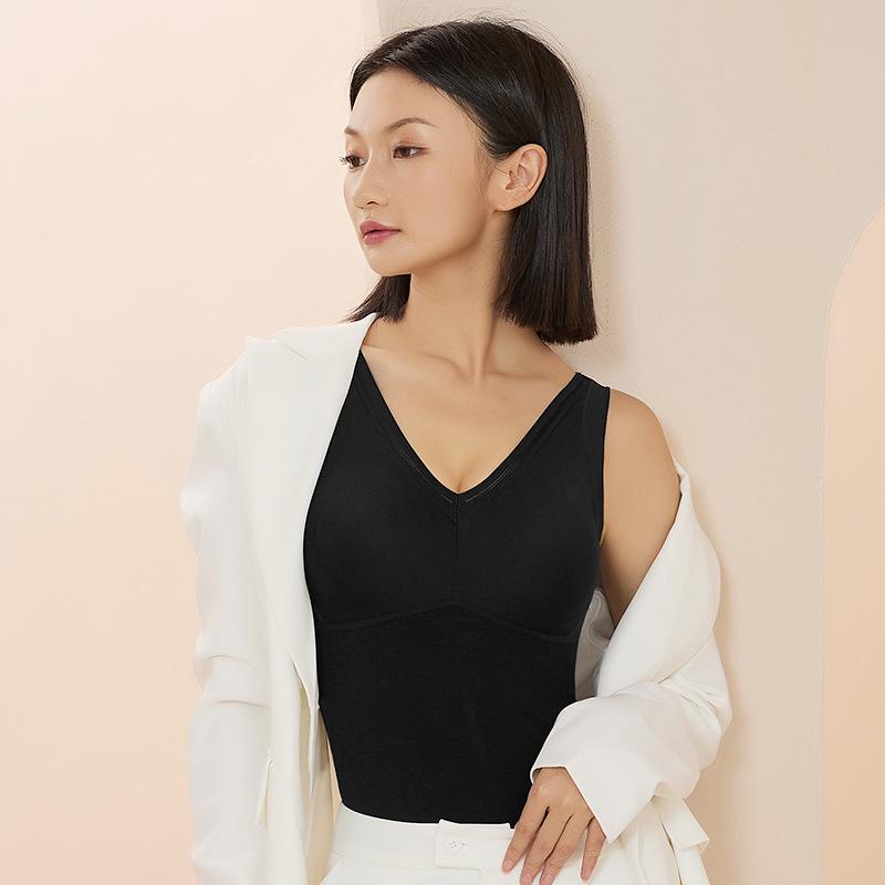 Women's Seamless Quick-Warm Sleeveless Vest with Puffed Wool and Silk