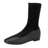 2024 Fashion Square Low Heel Ladies Elegant Slip On Long Boots Winter Pointy Women's Shoes Light and Comfortable