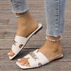2025 Новые Большие Размеры Цепь Мода Плоский Носок Темперамент Универсальные Плоская Подошва Иностранный Стиль Крутые Шлепанцы