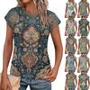 Женские летние топы, модные футболки с круглым вырезом и коротким рукавом, рубашки, модные женские винтажные футболки с принтом, верхняя одежда, пуловеры