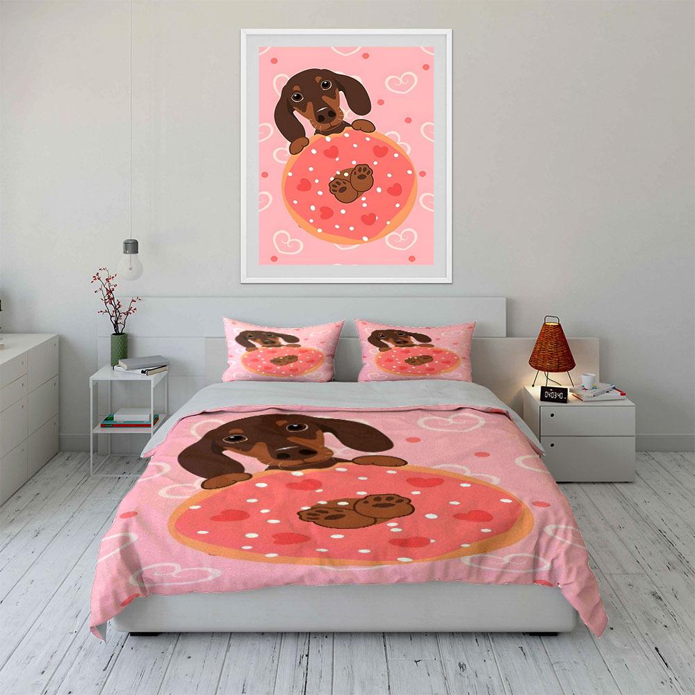 "Puppy hugs donut dreams." Bedding sets Duvet covers Pillowcases(1* Duvet Cover 2* Pillowcases without duvet insert)