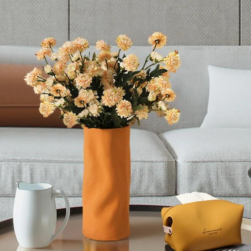 Nordic Light Luxury Керамическая ваза Украшение для дома Украшения для дома Ремесла Гостиная Сухоцветы Цветочная композиция Аксессуары
