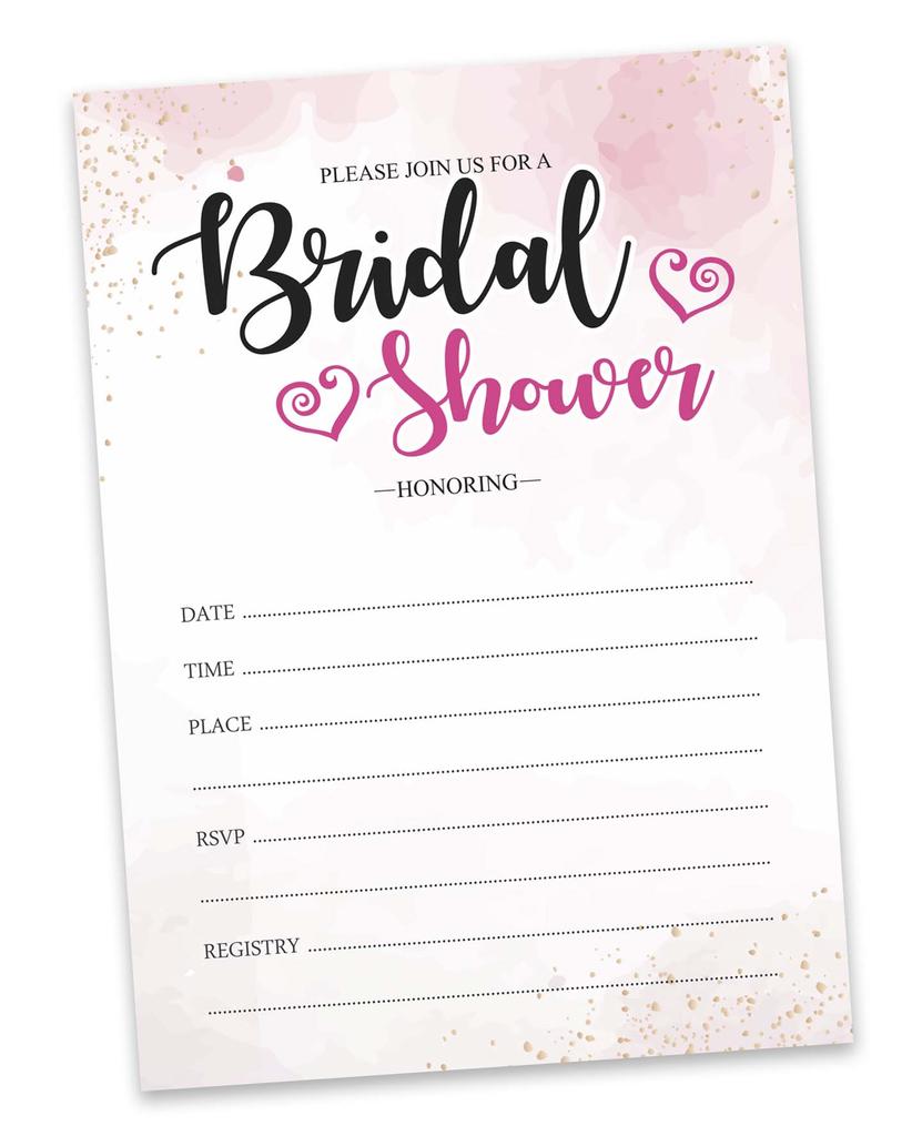 Inkdotpot 30 Bridal Shower InvitationsA  Watercolor splashA  Wedding Fill-In Style Invites Blank