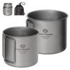 Набор титановых кружек COOK'N'ESCAPE, 340 мл + 470 мл, Штабелируемые, Легкие, Жаропрочные, со складной ручкой, Неокрашенная титановая кружка, Идеально подходит для пеших прогулок, Кемпинга