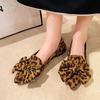 Ladies Shoes 2024 Fashion One Kick Women's Flats Autumn Pointed Toe Bow Tie Leopard Print Flat Casual Comfortable Shallow Shoes